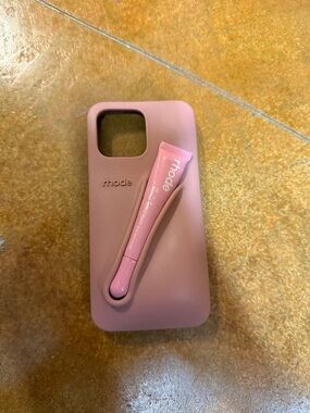 RHODE Pink Silicone Phone Case with Lip Gloss Holder ( iPhone 16 pro plus )